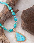 Blue Turquoise Triangle Golden Pendant Necklace