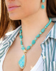 Blue Turquoise Triangle Golden Pendant Necklace