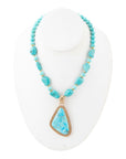 Blue Turquoise Triangle Golden Pendant Necklace