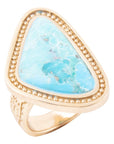 Blue Turquoise Triangle Golden Statement Ring