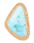 Blue Turquoise Triangle Golden Statement Ring