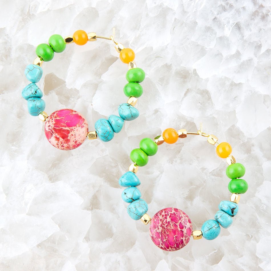 Bogota Multistone Hoop Earring