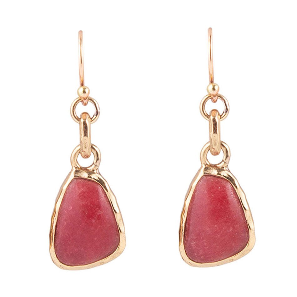 Bordeaux Quartz and Bronze Earrings