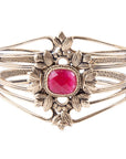 Bordeaux Quartz and Bronze Ornate Cuff Bracelet