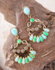 Legacy Blue Turquoise Golden Post Drop Earrings