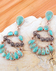 Botanical Green Turquoise Golden Statement Earrings