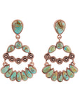 Botanical Green Turquoise Golden Statement Earrings
