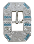 Bright Silver Aqua - Clear Crystal Conchos - Sizes from 1"- 3" and Buckles