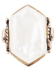 Golden Bronze White Mother of Pearl Ring