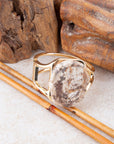 Brown Ocean Jasper Slab Golden Cuff Bracelet