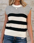 Stripe Sleeveless Sweater Top