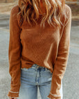 Cataleya Textured Round Neck Long Sleeve Top