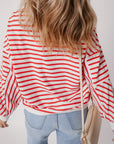 Stripe Drop Shoulder Crewneck Sweatshirt