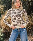 Sofia Western Fashion Print Sweater