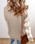 Cable Knit Color Block Crew Neck Sweater