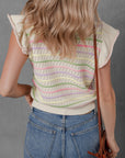 Annalise Striped Eyelet Ruffled Sleeve Sweater