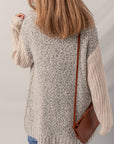 Colorblock Open Front Pocketed Cardigan