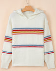 Stripe Colorblock Long Sleeve Hooded Sweater