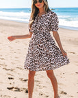 Jayleen Leopard Short Sleeve Mini Dress