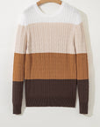 Madison Colorblock Cable Knit Sweater