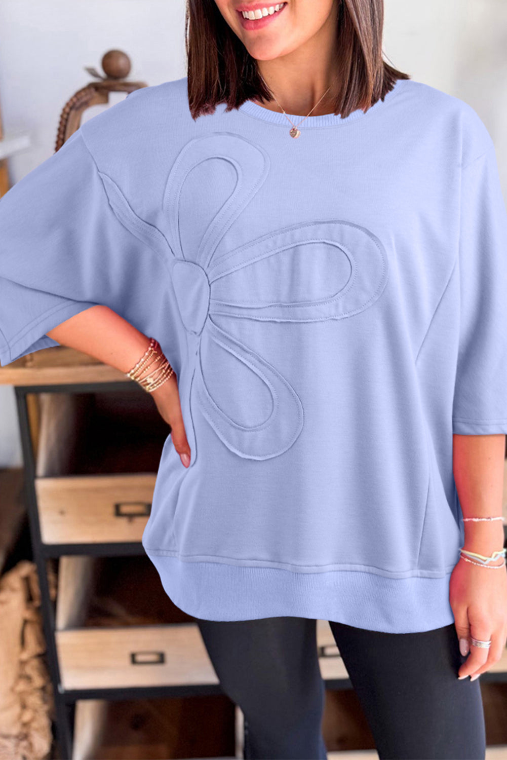 Floral Patchwork Short Sleeve Top