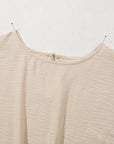 Solid Knotted Hem Short Sleeve Blouse
