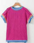 Contrast Trim Corded Knit T-Shirt