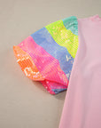 Rainbow Puff Sleeve Top -clearance