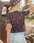 Lillian Aztec Short Sleeve Mesh Top