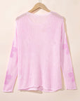 Dulce Big Flower Hollowed Knit Drop Shoulder Sweater
