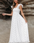 Sarai Polka Dot Smocked Maxi Dress