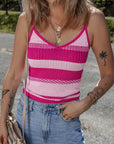 Stripe Spaghetti Strap V-Neck Tank Top