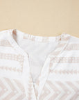 Analia Jacquard Split V Neck Short Sleeve Blouse