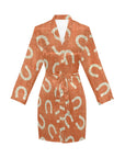 Rust Orange Women's Belted Satin Feel Dressing Lounge Robe