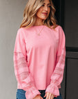 Brielle Lace Ruffled Sleeve Patchwork Loose Sweatshirt
