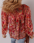 Quinn Paisley Tassel Tie Puff Sleeve Boho Blouse