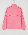 Sherpa Faux Leather Trim Half-Zip Pocketed Sweatshirt
