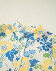 Floral Stripe Puff Sleeve Blouse