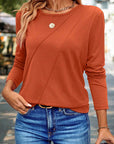 Anna Asymmetric Seam Detail Long Sleeve Top