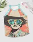 Baha Ranch Turquoise Cowgirl Retro Pop Western Tank Top