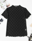 Megan Sheer Mesh Mock Neck Lettuce Top