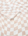 Checker Mesh Mock Neck Long Sleeve Top