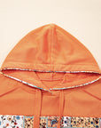 Floral Patchwork Drawstring Hoodie