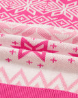 Geometric Christmas Snowflake Quarter Zip Collar Sweater