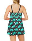Turquoise Hat Swim Dress & Shorts Set