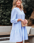 Kaia Stripe Bracelet Sleeve Tiered Dress with Pockets