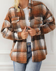Plaid Flap Chest Pockets Shacket