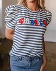 America Stripe Puff Sleeve T-Shirt