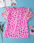 Capri Floral Ric Rac Ruffle Sleeve Blouse