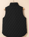 Quilted Zip-Up Snap Button Pocketed Vest